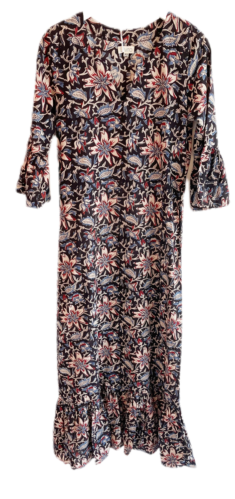 Livro Ruffle Hem Dress, Midnight Floral ...